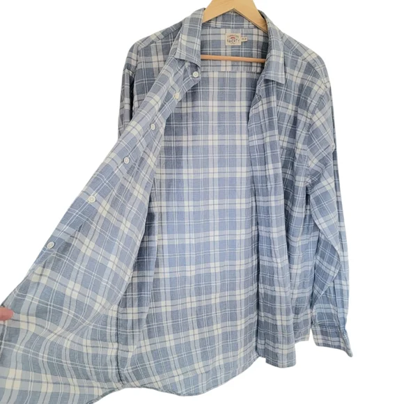 Faherty Ventura Light Blue Plaid Sport Shirt Cotton Stretch Mens Button … - Picture 6 of 16